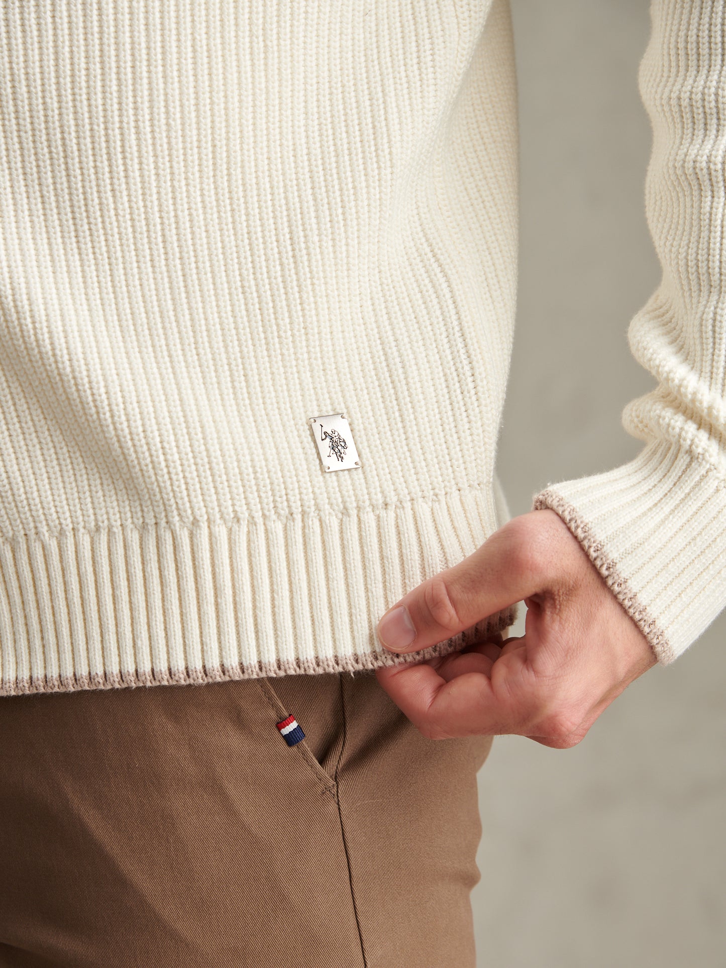 Mens Open Collar Knitted Cardigan Whisper White