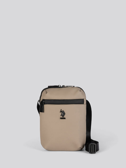 Mens Small Arrowhead Crossbody Bag in Deep Taupe