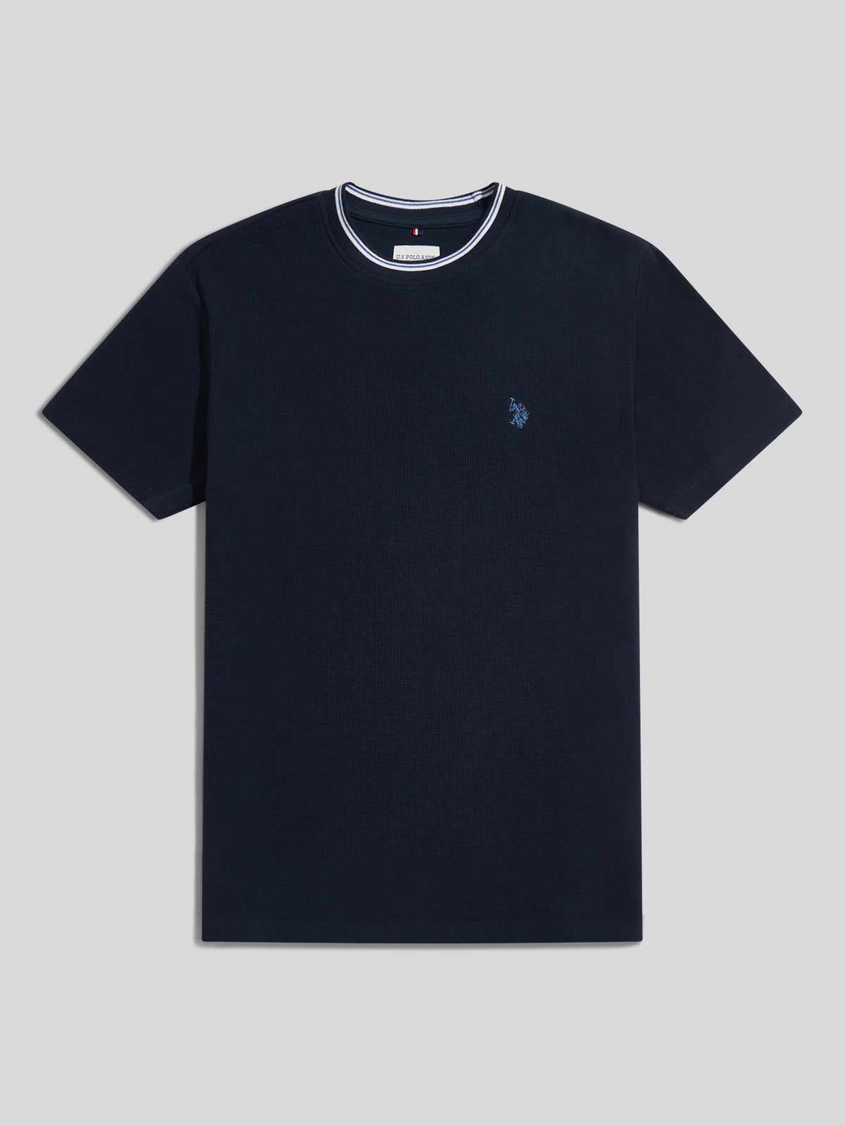 Mens Honeycomb Pique Tipped T-Shirt Dark Sapphire Navy / Moonlight Blue DHM