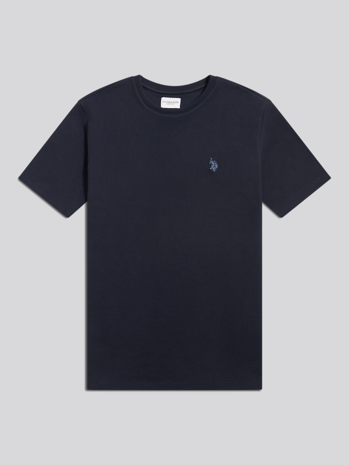 Mens Popcorn Texture Double Horsemen T-Shirt Dark Sapphire Navy / Moonlight Blue DHM