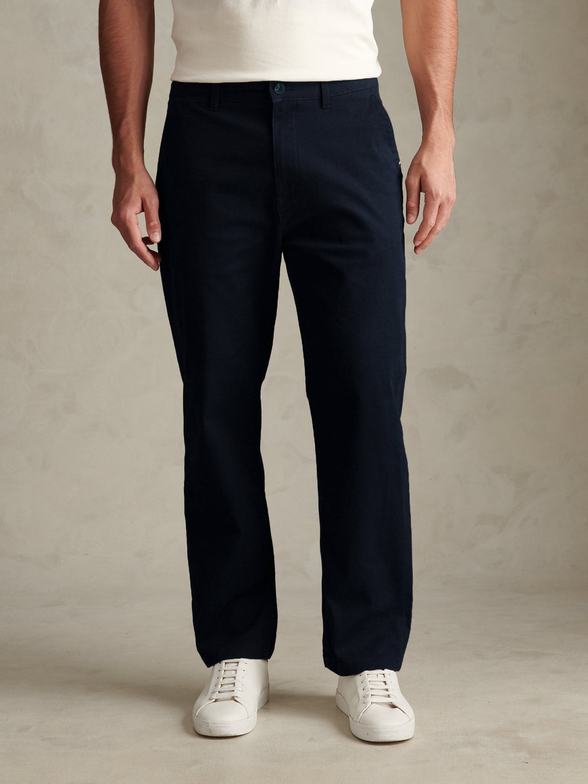 Mens Relaxed Fit Stretch Chinos Dark Sapphire Navy / Haute Red DHM
