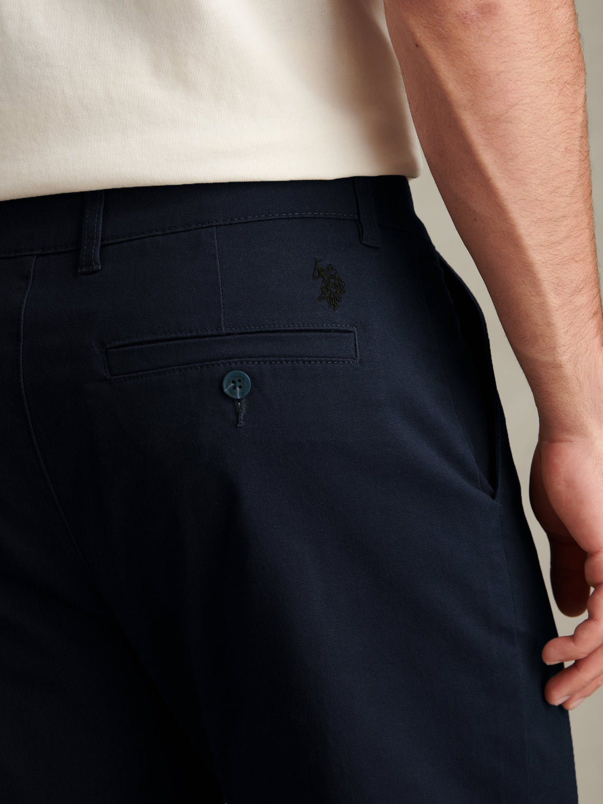 Mens Relaxed Fit Stretch Chinos Dark Sapphire Navy / Haute Red DHM