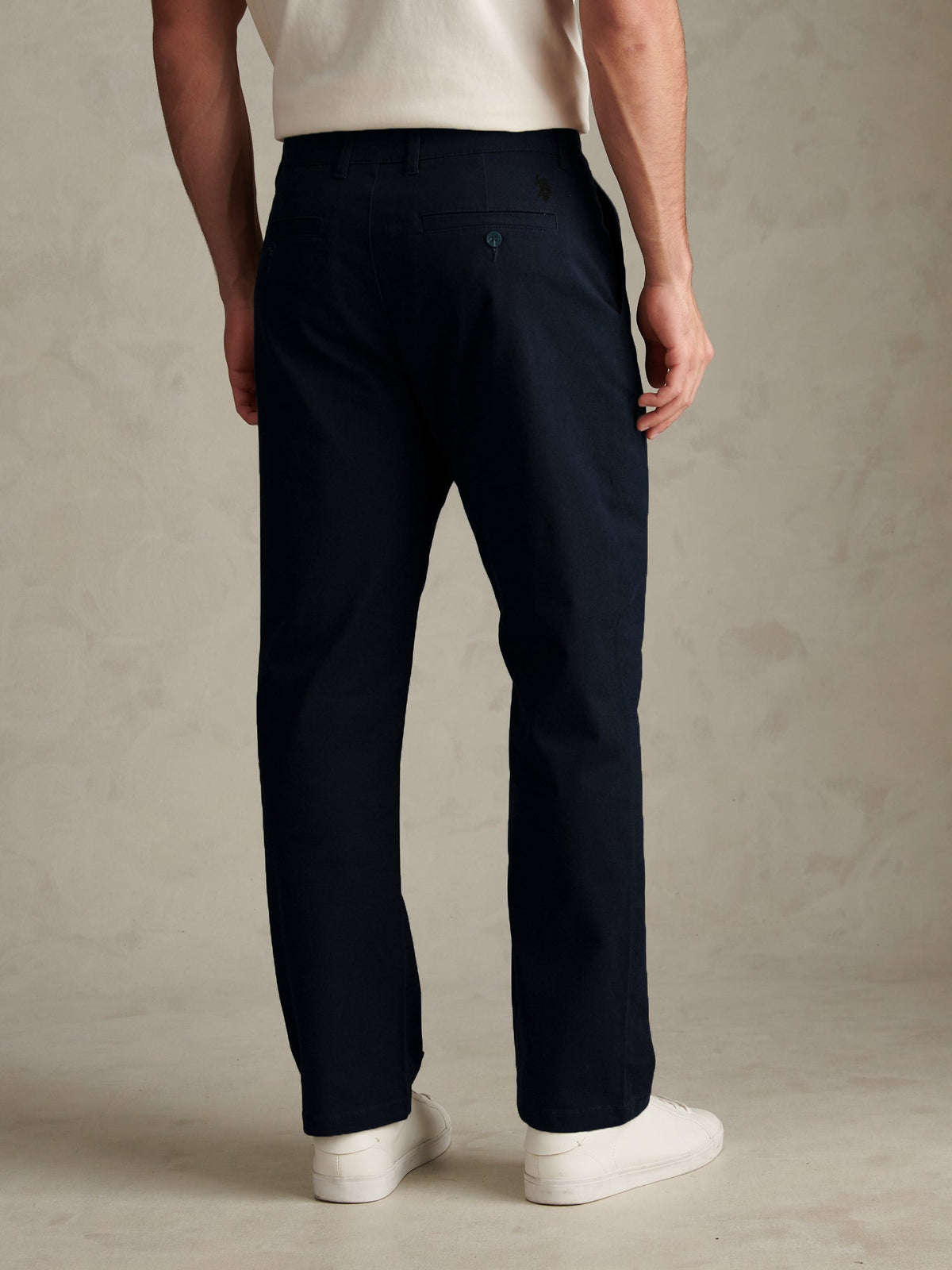 Mens Relaxed Fit Stretch Chinos Dark Sapphire Navy / Haute Red DHM