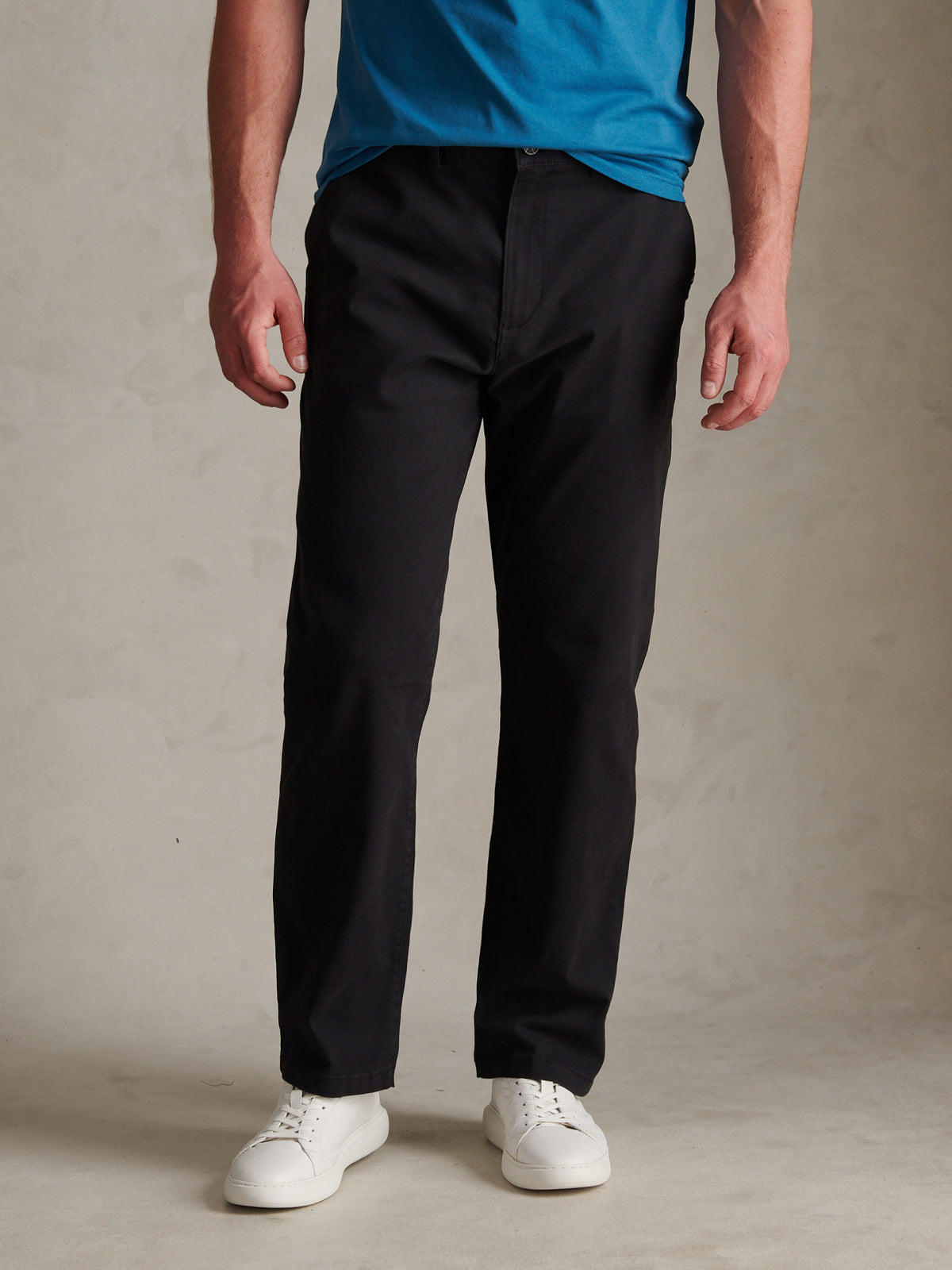Mens Relaxed Fit Stretch Chinos Black Bright White DHM