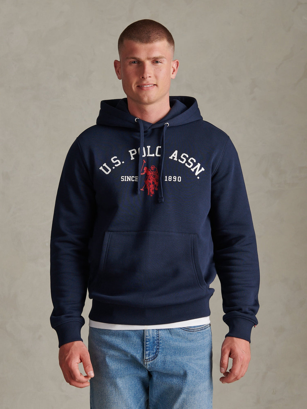 Mens Signature Arch Logo Hoodie Dark Sapphire Navy