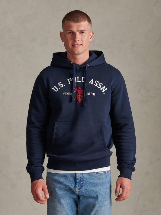 Mens Signature Arch Logo Hoodie Dark Sapphire Navy
