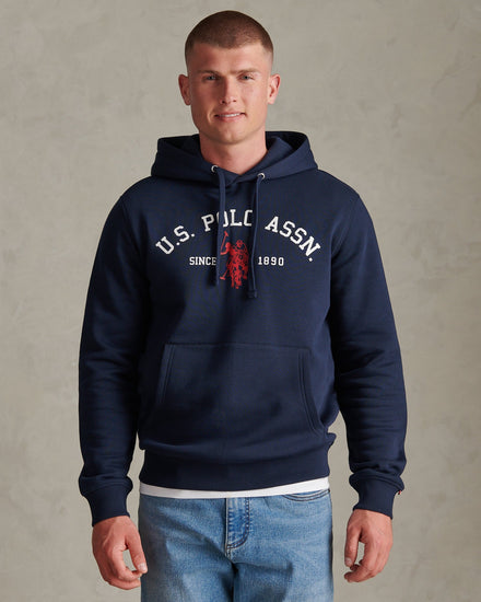 Mens Signature Arch Logo Hoodie Dark Sapphire Navy