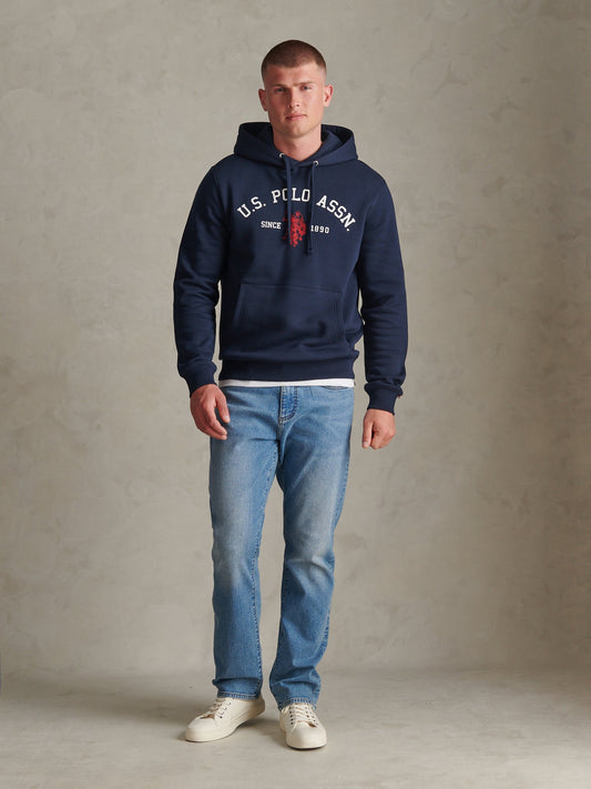 Mens Signature Arch Logo Hoodie Dark Sapphire Navy