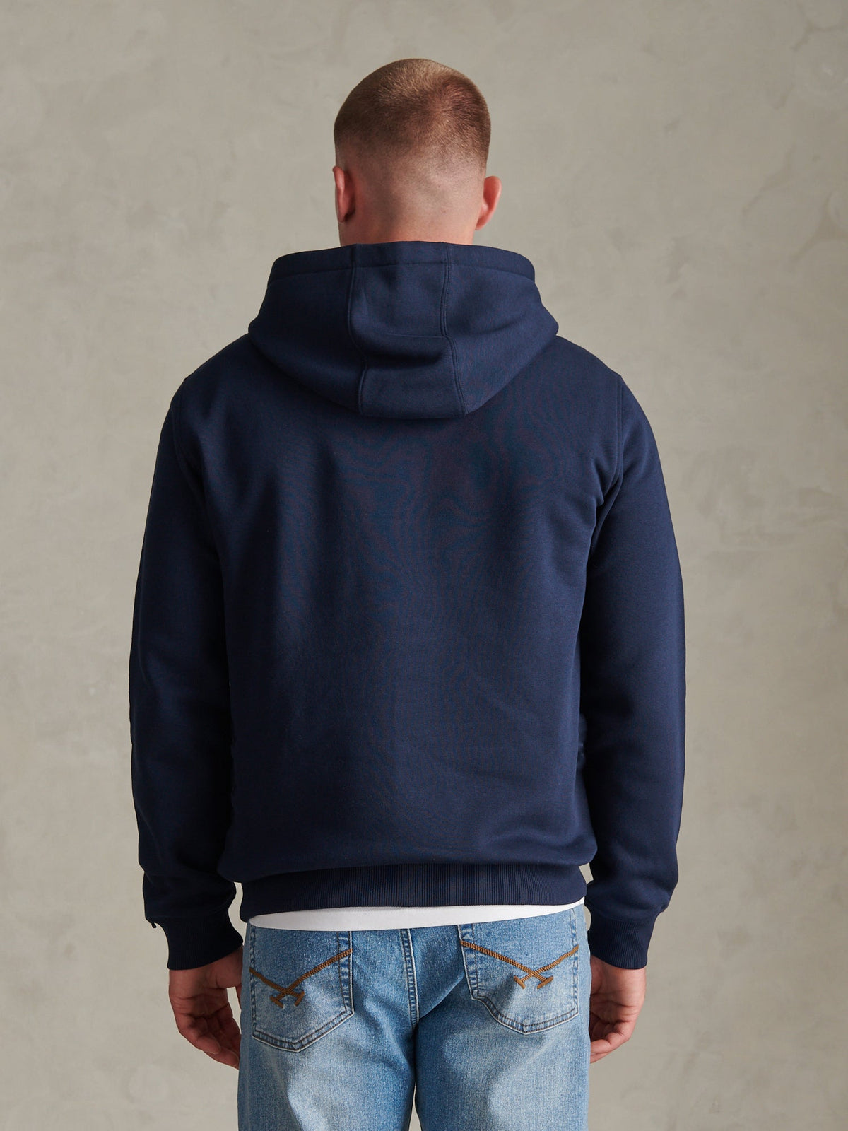 Mens Signature Arch Logo Hoodie Dark Sapphire Navy
