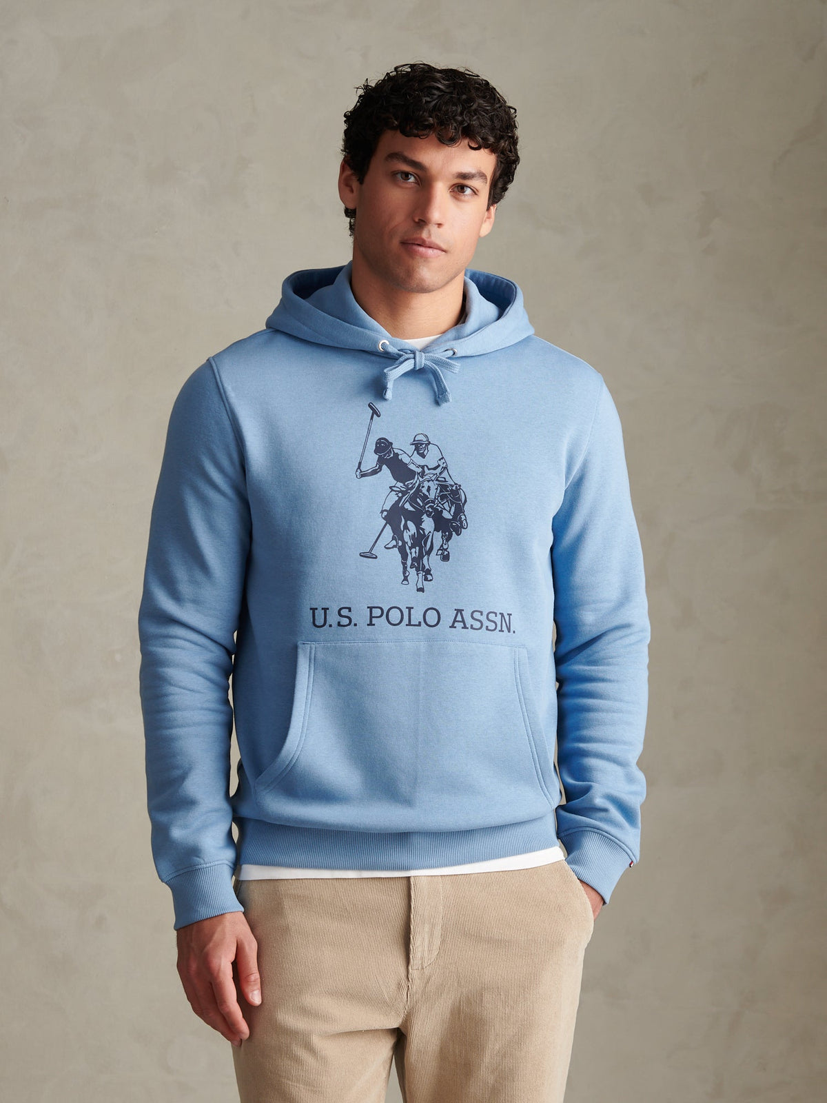 Mens Large Double Horsemen Graphic Hoodie Ashleigh Blue