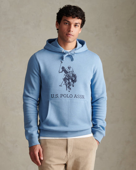 Mens Large Double Horsemen Graphic Hoodie Ashleigh Blue