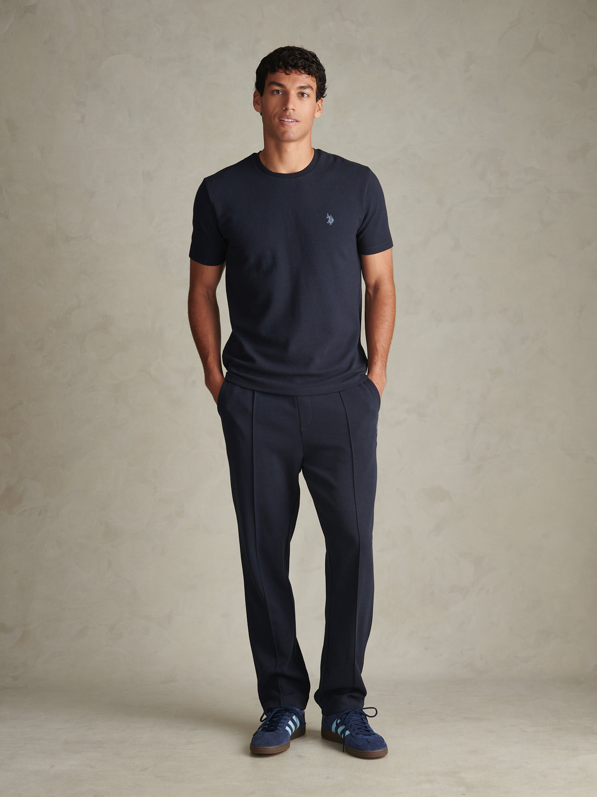 Mens Interlock Pintuck Joggers Dark Sapphire Navy / Moonlight Blue DHM