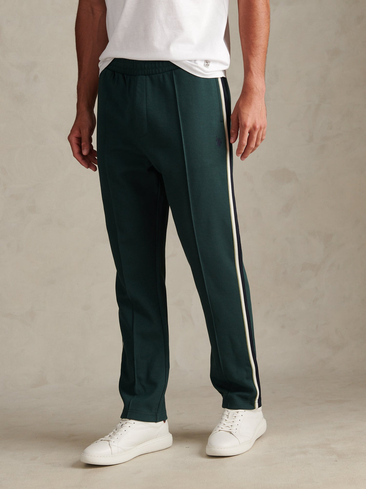 Mens Taped Pleated Tracksuit Joggers Green Gables