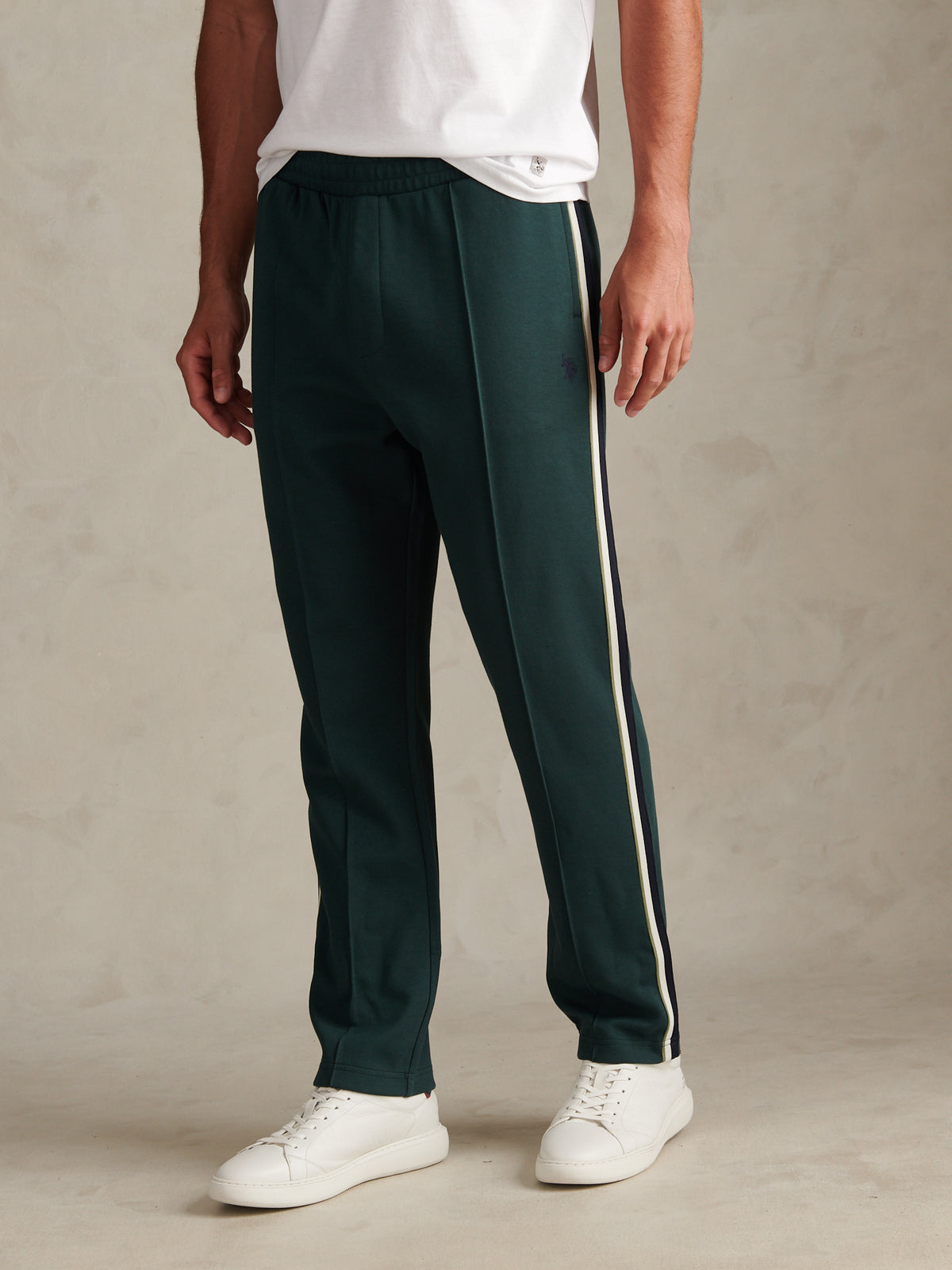 Mens Taped Pleated Tracksuit Joggers Green Gables