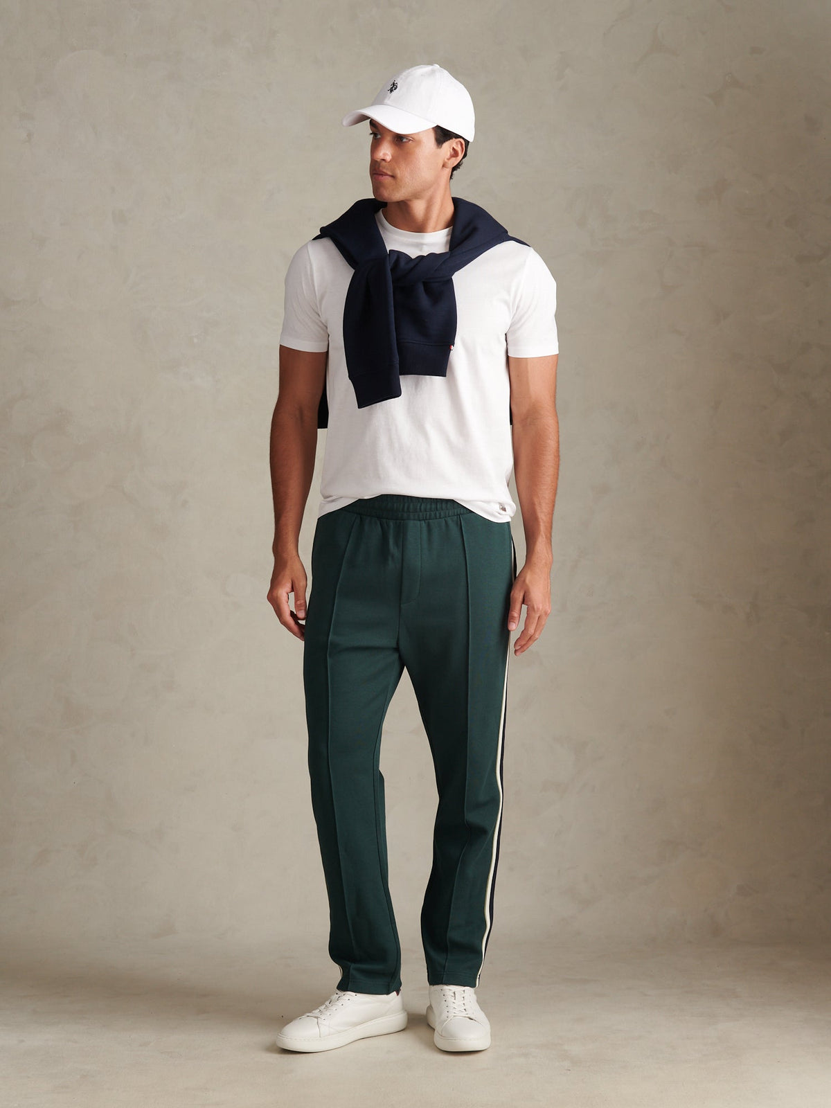 Mens Taped Pleated Tracksuit Joggers Green Gables