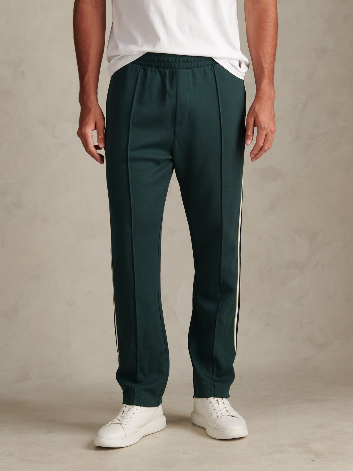 Mens Taped Pleated Tracksuit Joggers Green Gables