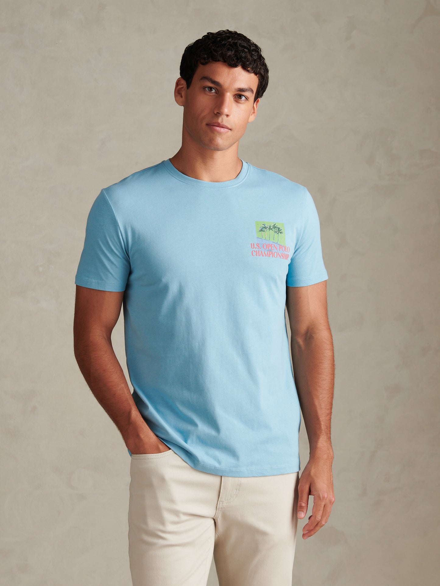 Mens Palm Beach Graphic T-Shirt Air Blue