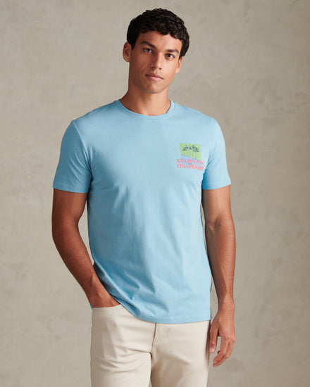 Mens Palm Beach Graphic T-Shirt Air Blue