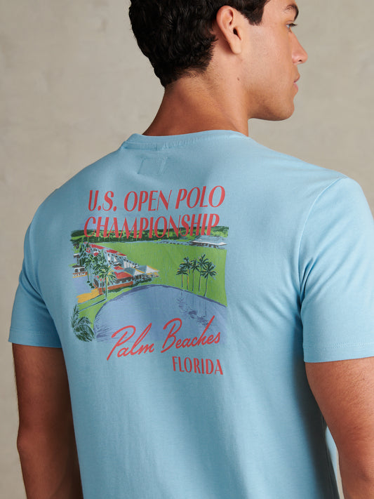 Mens Palm Beach Graphic T-Shirt Air Blue