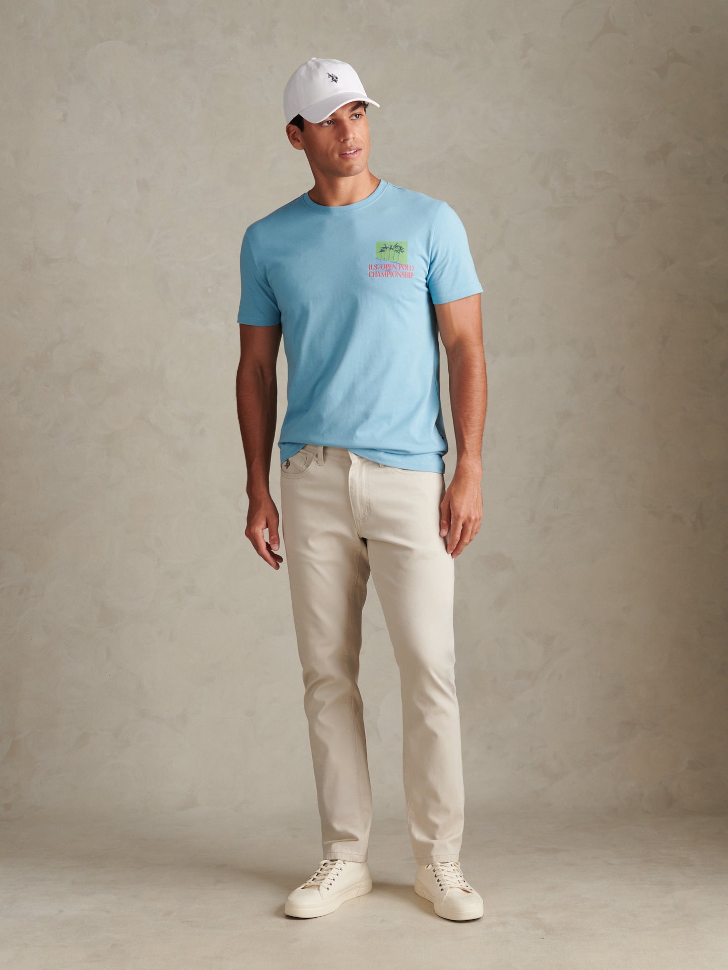 Mens Palm Beach Graphic T-Shirt Air Blue