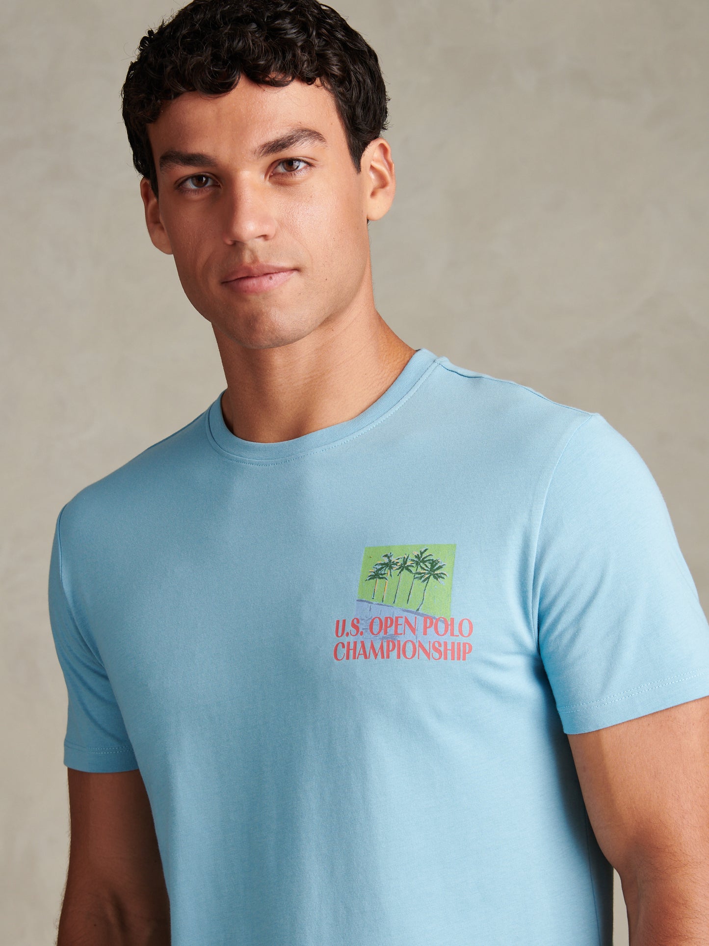 Mens Palm Beach Graphic T-Shirt Air Blue