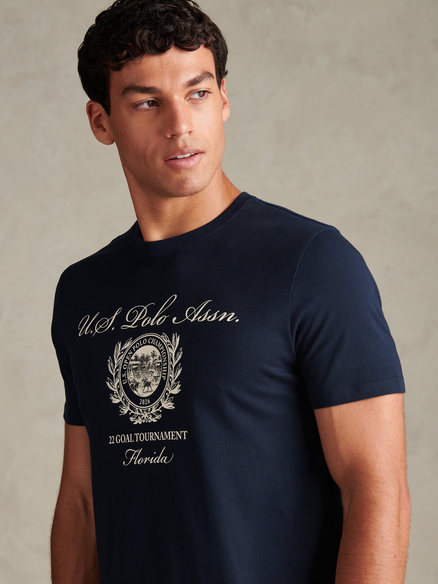 Mens Collegiate Goal Tournament Graphic T-Shirt Dark Sapphire Navy