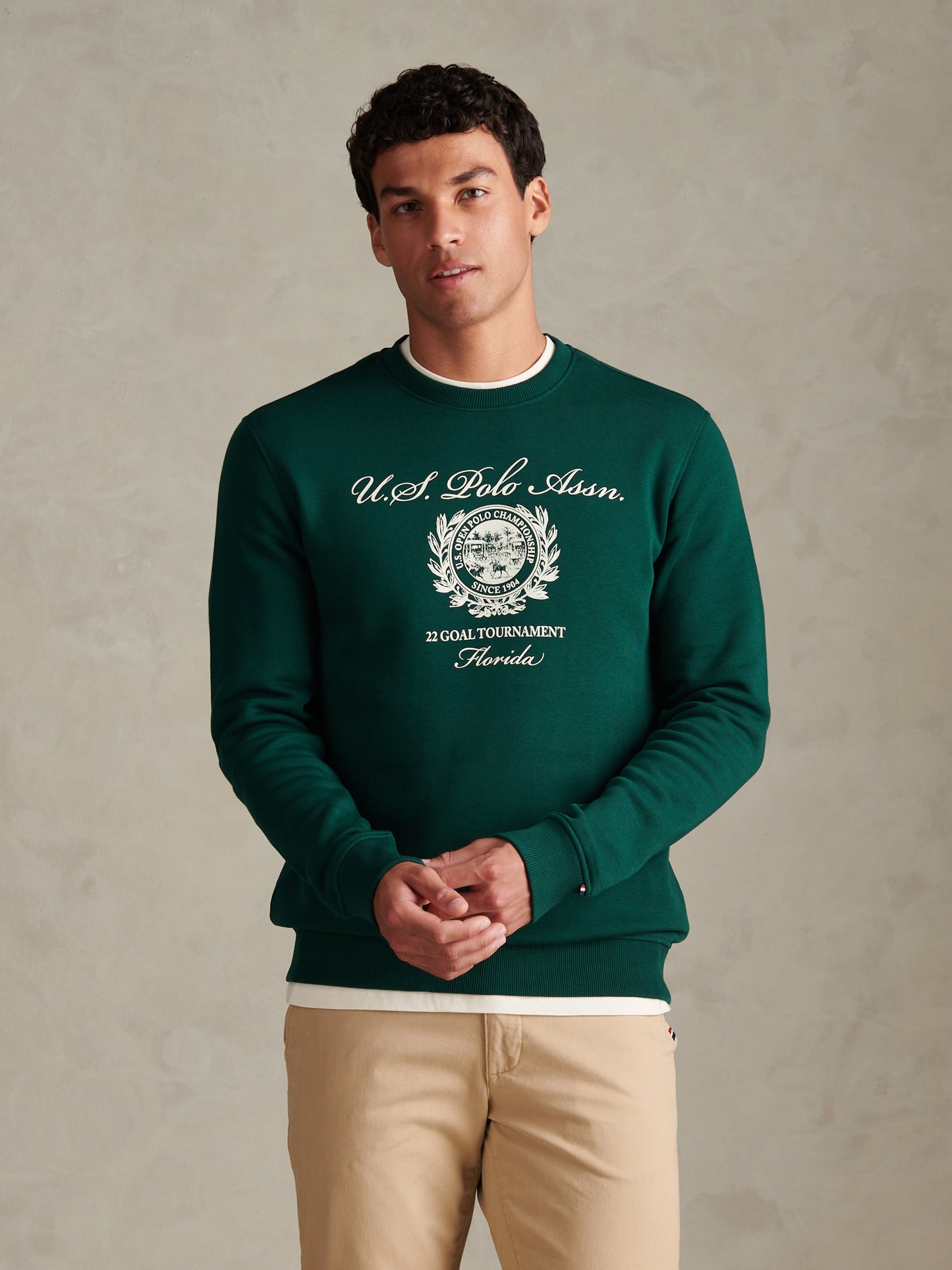 Mens Collegiate Goal Tournament Graphic Sweatshirt Rain Forest