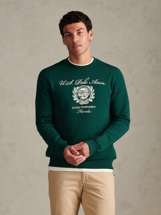 Mens Collegiate Goal Tournament Graphic Sweatshirt Rain Forest
