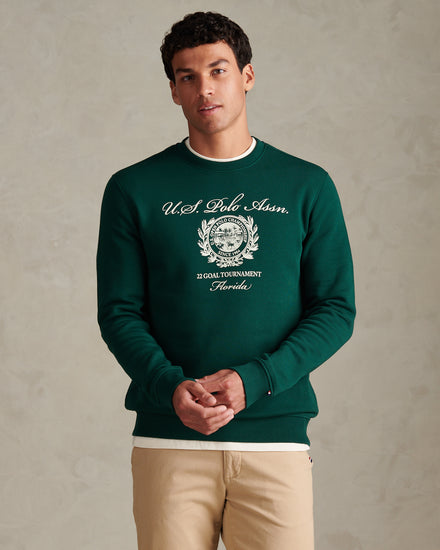 Mens Collegiate Goal Tournament Graphic Sweatshirt Rain Forest