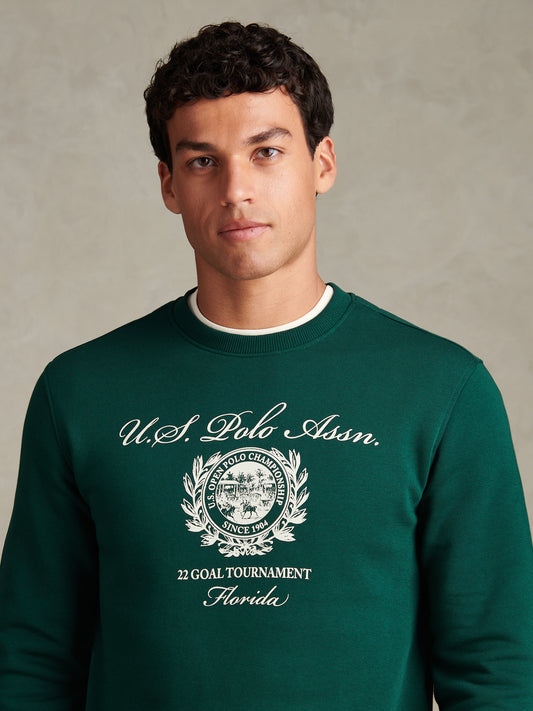 Mens Collegiate Goal Tournament Graphic Sweatshirt Rain Forest