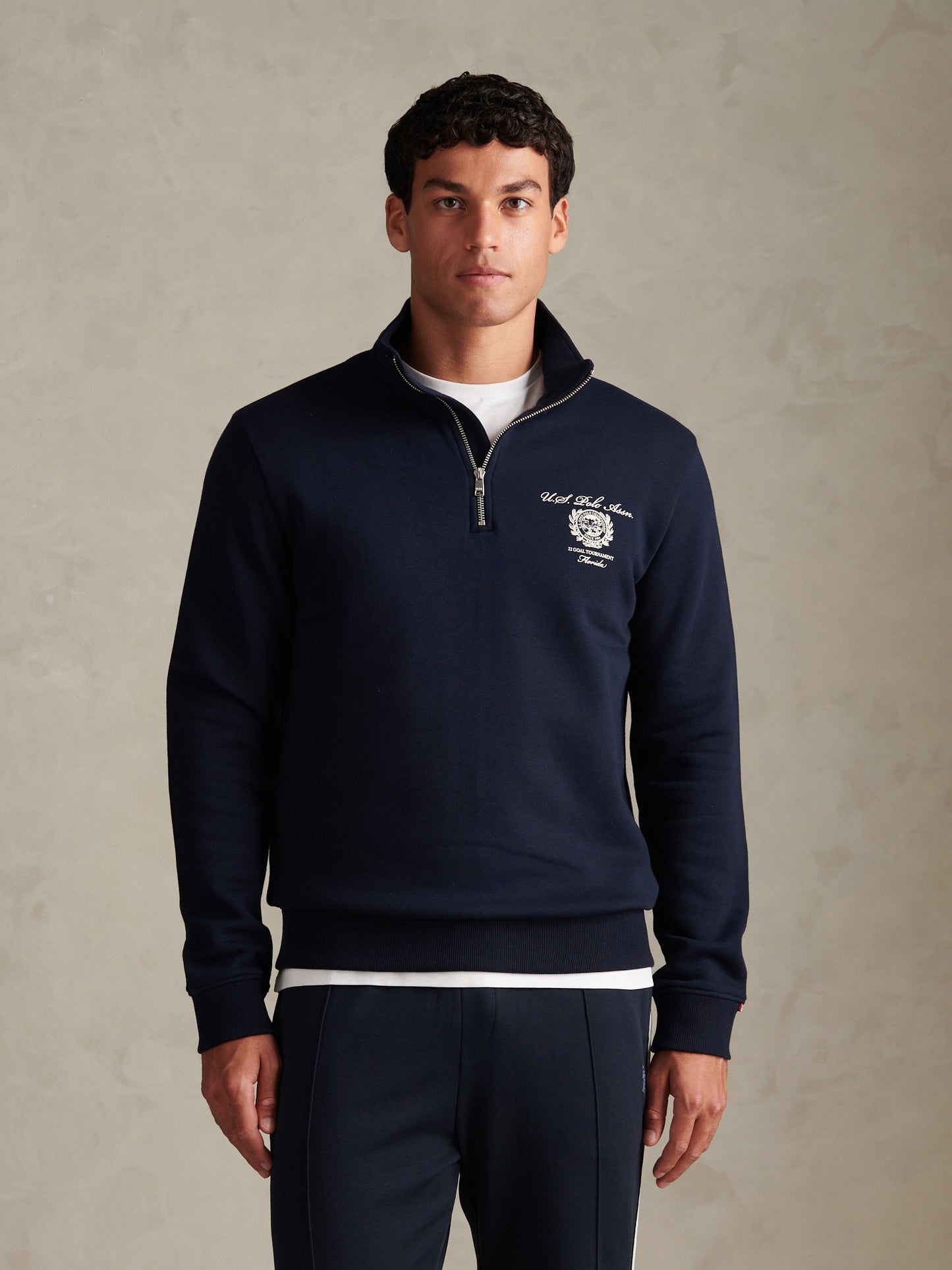 Mens Collegiate Goal Tournament Quarter Zip Sweatshirt Dark Sapphire Navy