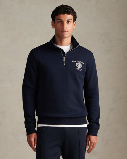 Mens Collegiate Goal Tournament Quarter Zip Sweatshirt Dark Sapphire Navy
