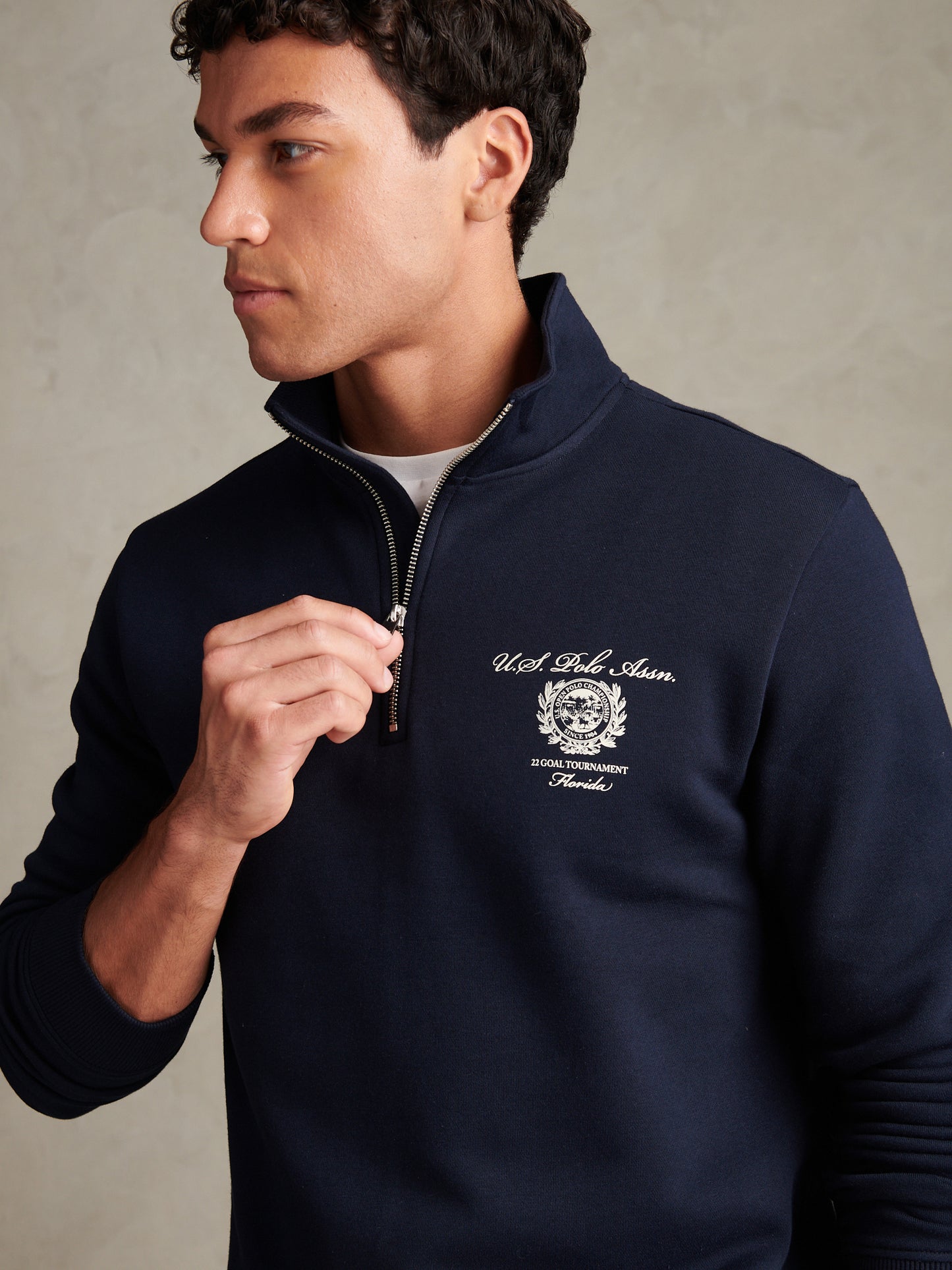 Mens Collegiate Goal Tournament Quarter Zip Sweatshirt Dark Sapphire Navy