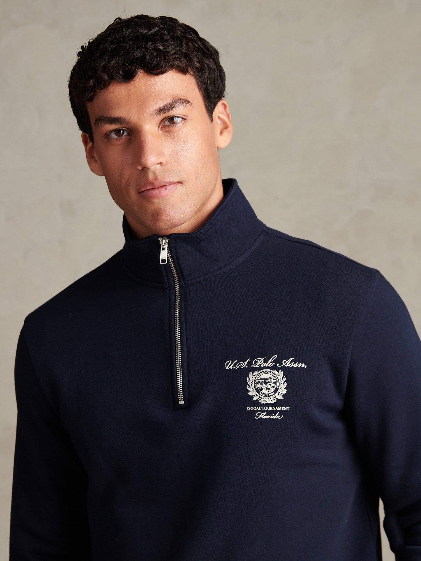 Mens Collegiate Goal Tournament Quarter Zip Sweatshirt Dark Sapphire Navy