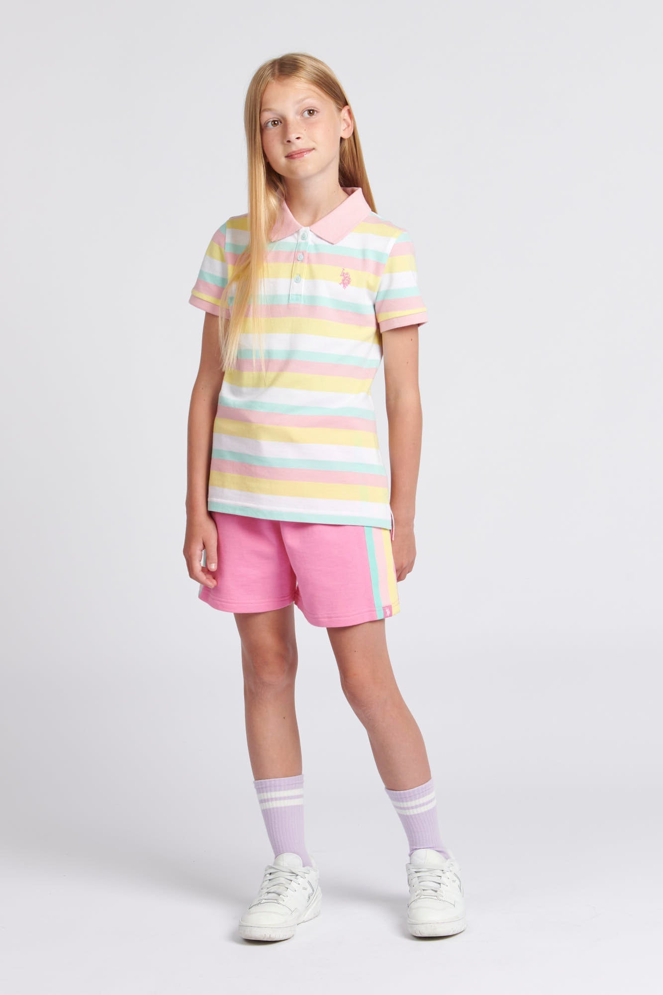 Girls Stripe Shorts in Pink Cosmos