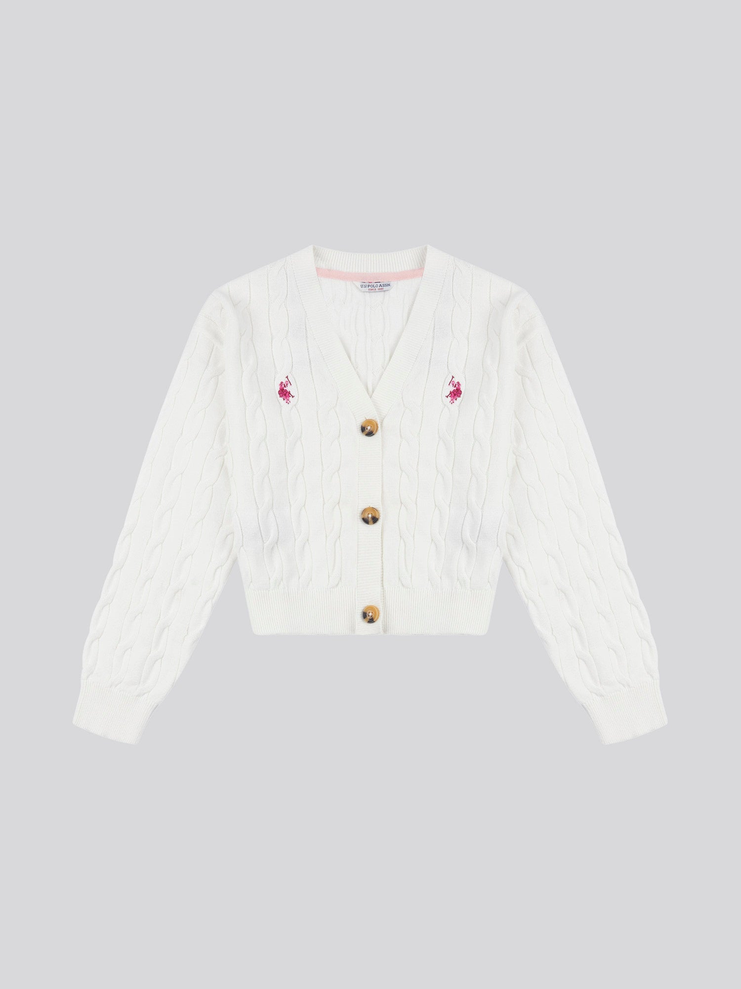 Girls Cable Knit Cardigan in Marshmallow