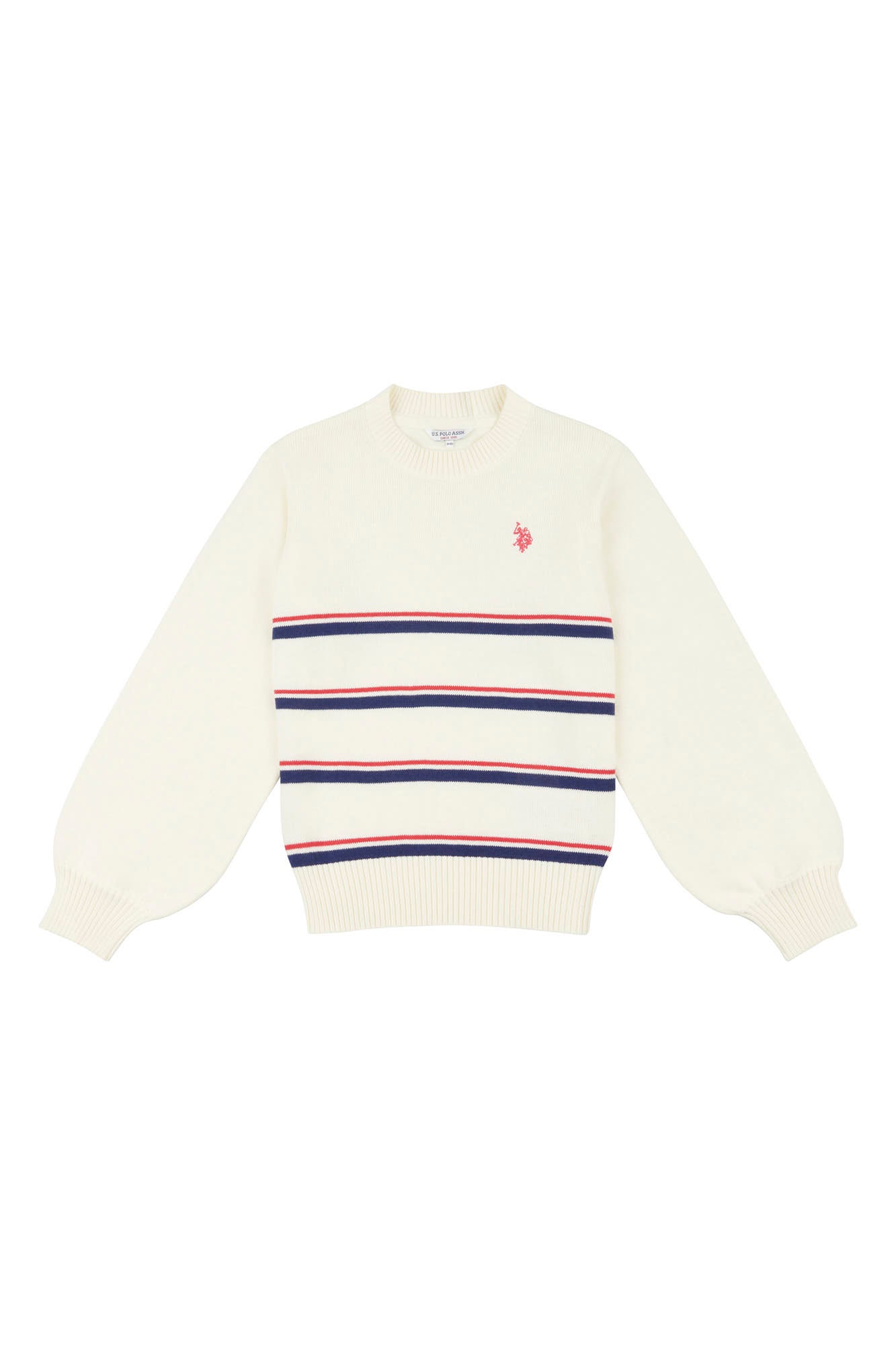 U.S. Polo Assn. Girls Balloon Sleeve Jumper in Egret