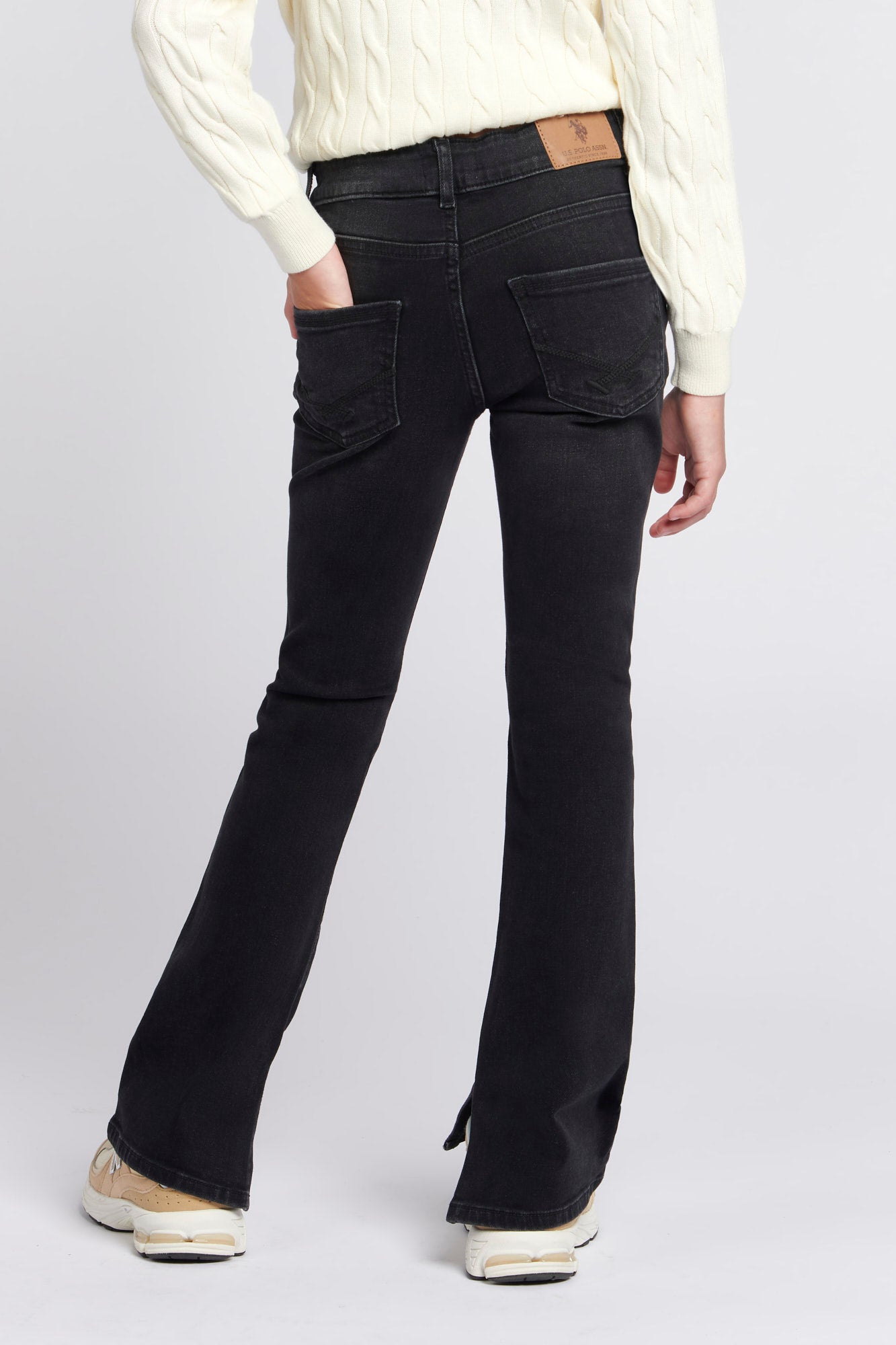 Girls Coloured Bootleg Denim Jeans in Black Rinse