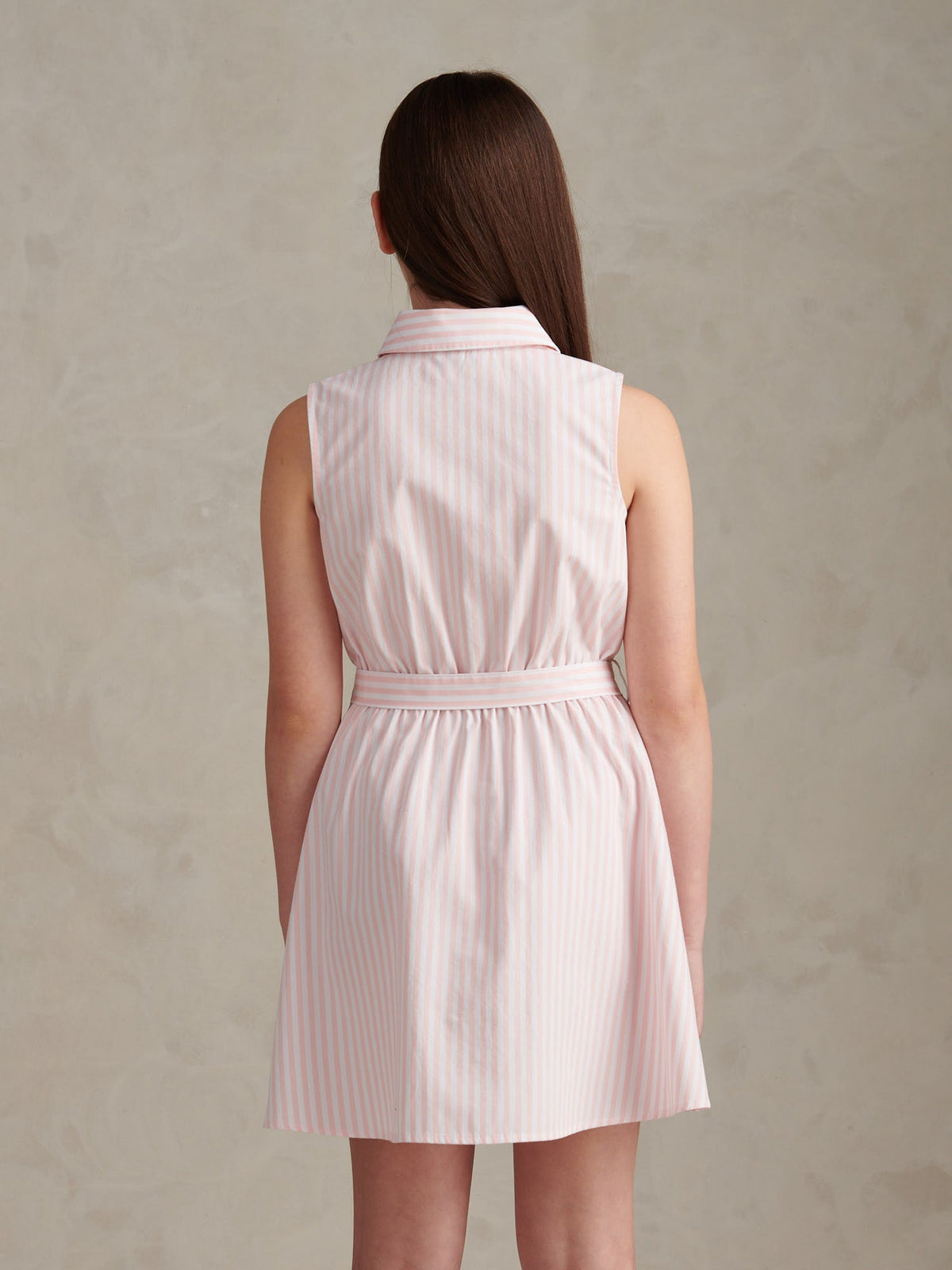 TGirls Striped Sleeveless Shirt Dress Crystal Rose