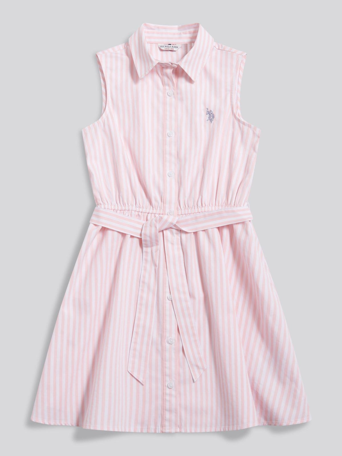TGirls Striped Sleeveless Shirt Dress Crystal Rose