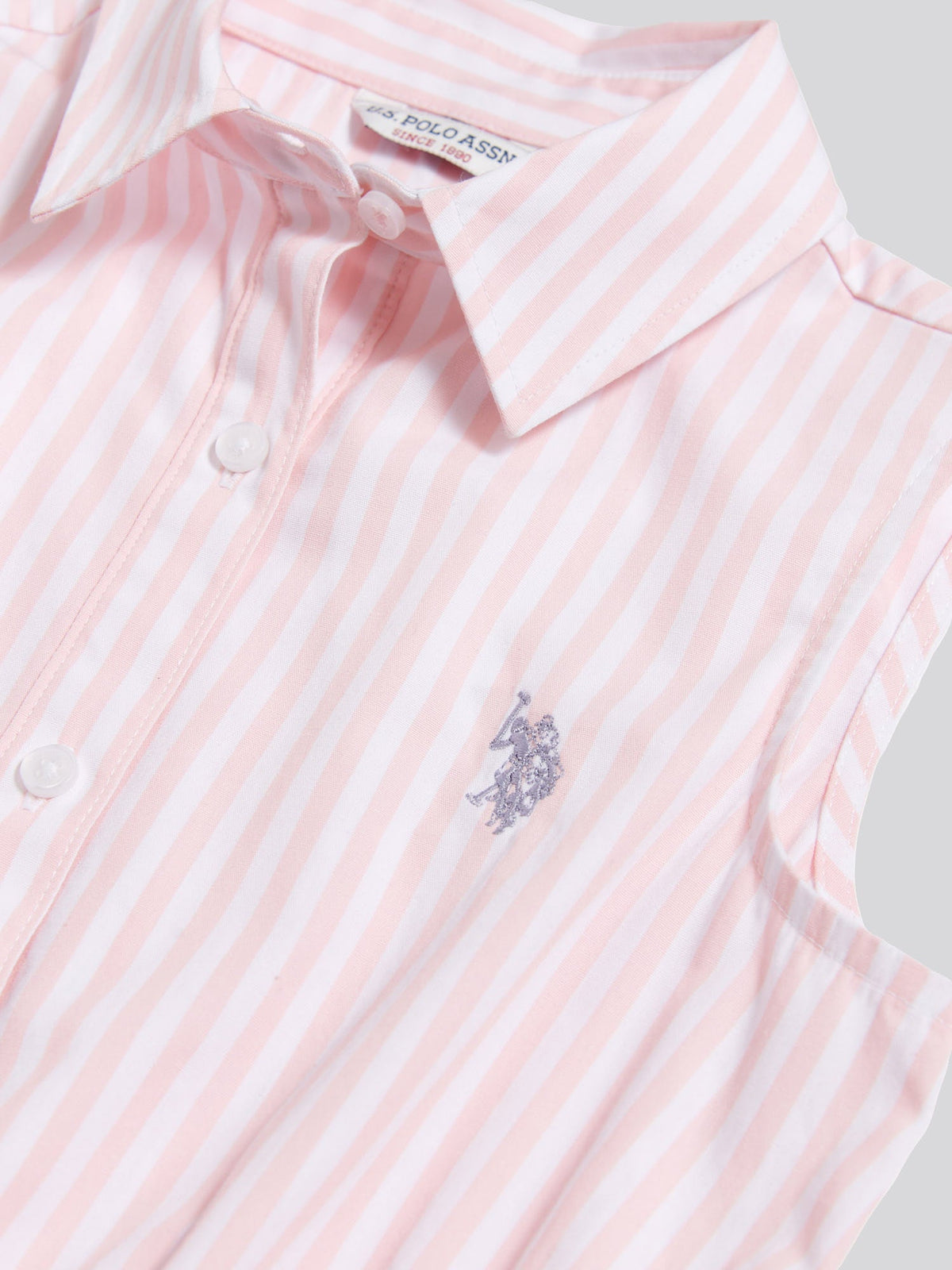 TGirls Striped Sleeveless Shirt Dress Crystal Rose