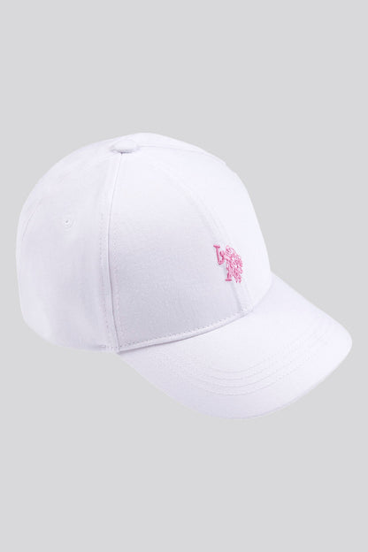 U.S. Polo Assn. Girls Double Horsemen Canvas Cap in Bright White