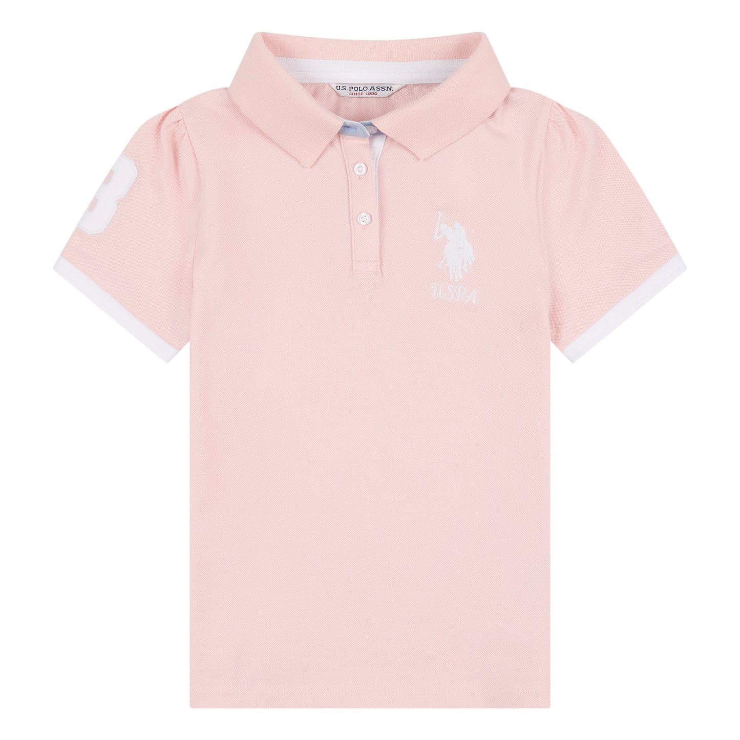 Girls Player 3 Pique Polo Shirt in Crystal Rose