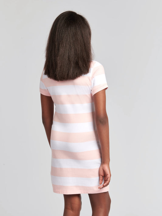 Girls Striped T-Shirt Dress Crystal Rose