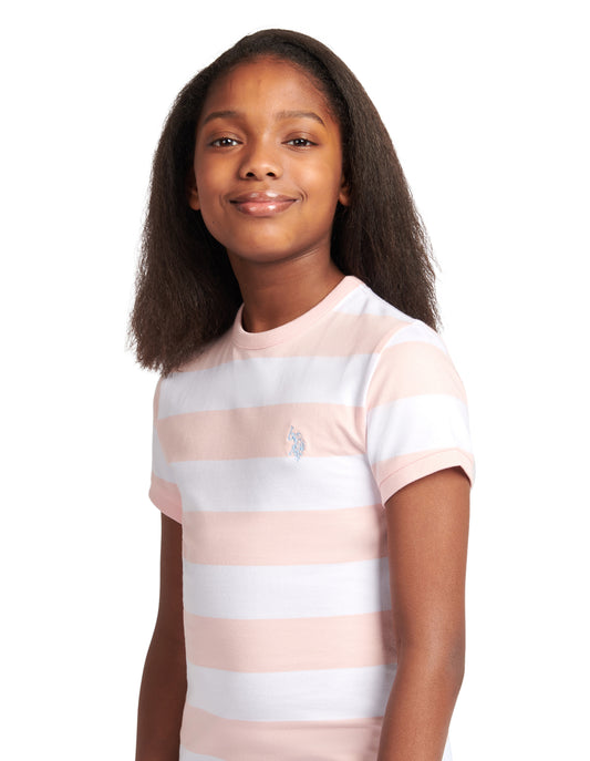 Girls Striped T-Shirt Dress Crystal Rose