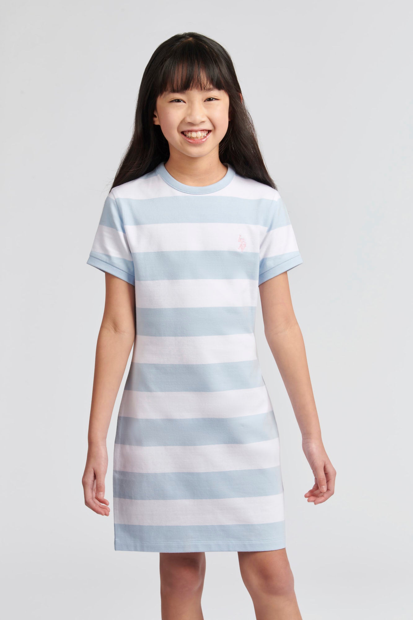 Girls Striped T-Shirt Dress in Windsurfer