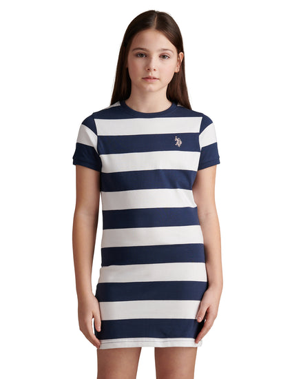 Girls Striped T-Shirt Dress Navy Iris