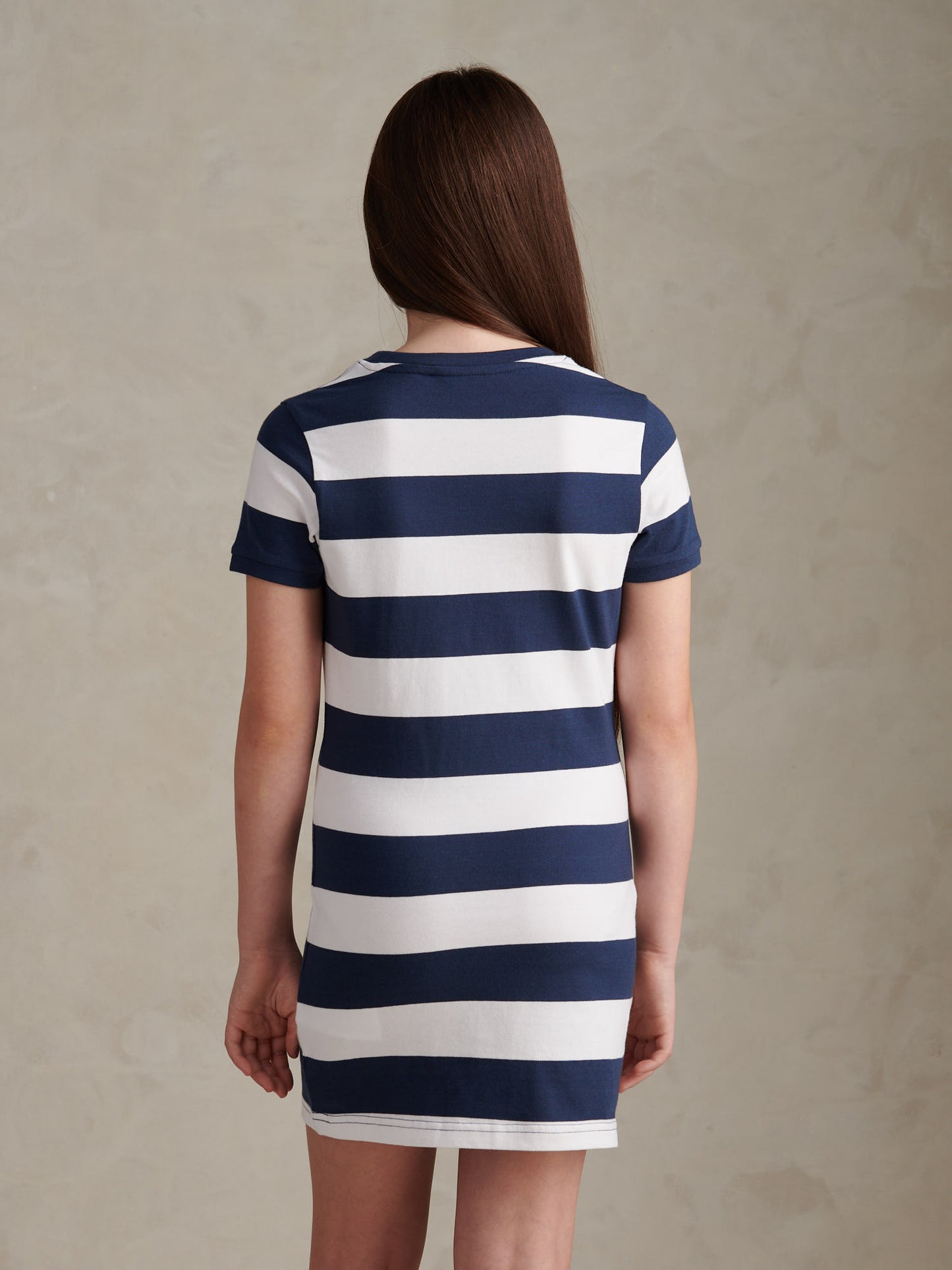 Girls Striped T-Shirt Dress Navy Iris
