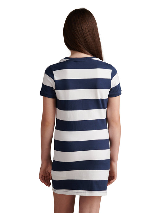 Girls Striped T-Shirt Dress Navy Iris