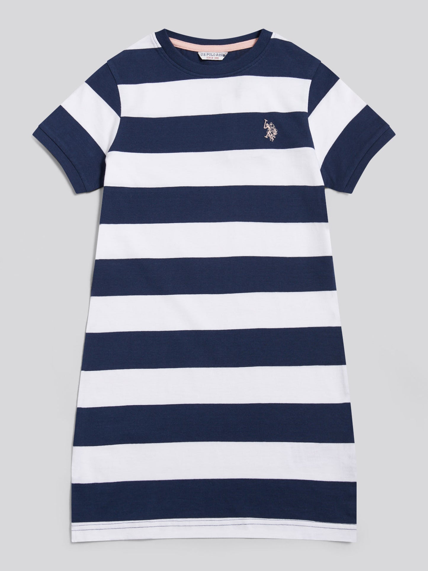 Girls Striped T-Shirt Dress Navy Iris